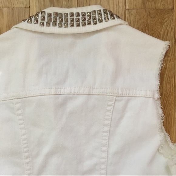White Jean Mini Vest With Studded Detail - Picture 5 of 7